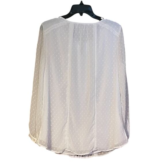 Isaac Mizrahi Live! White Size 10 Swiss Dot Chiffon Woven Peasant Blouse Top - Picture 4 of 10